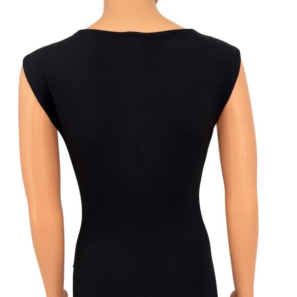 VTG Y2K Cache Black Asymmetric Neckline Bodycon Dress Snake Brooch Made USA M - Picture 11 of 13